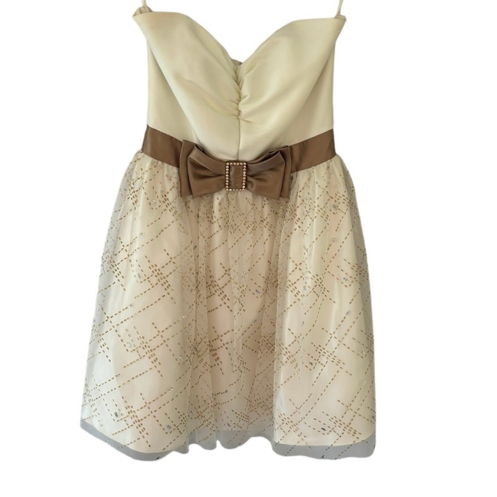 Vintage Jessica McClintock for Gunne Sax Gold and Cream Dress Size 3